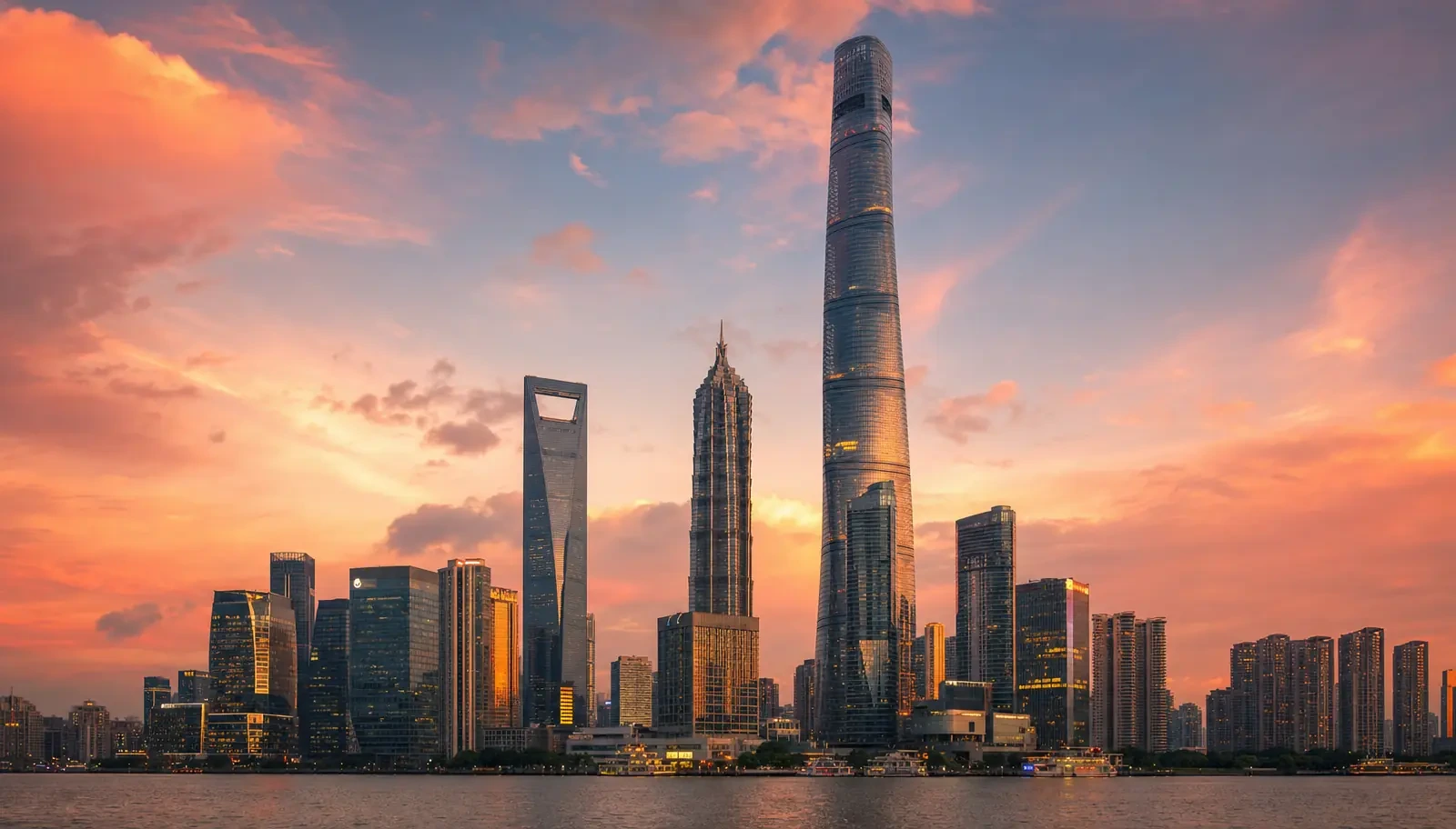 Shanghai Tower at dusk, Shanghai, planned host of Dialogue of Skyscrapers Edition V in 2027