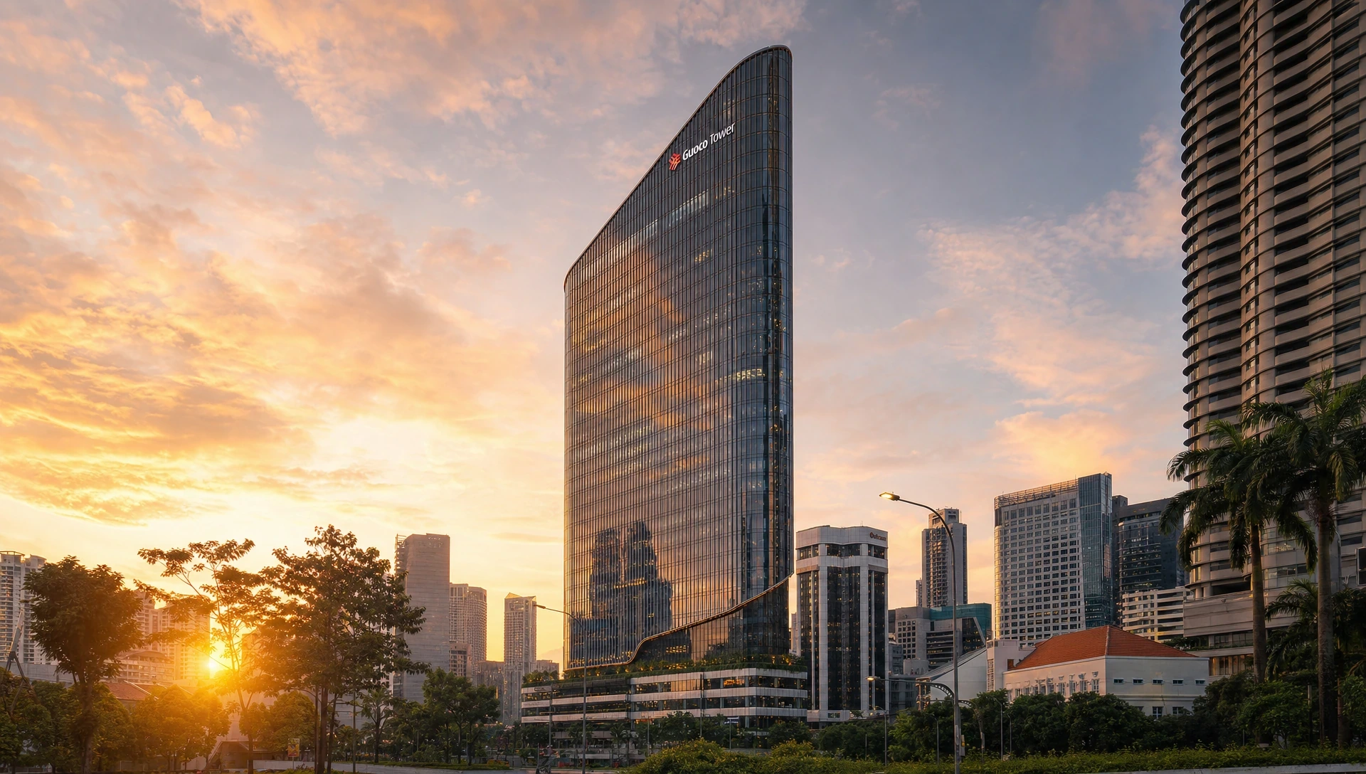 Guoco Tower at dusk, Singapore, planned host of Dialogue of Skyscrapers Edition III in 2027